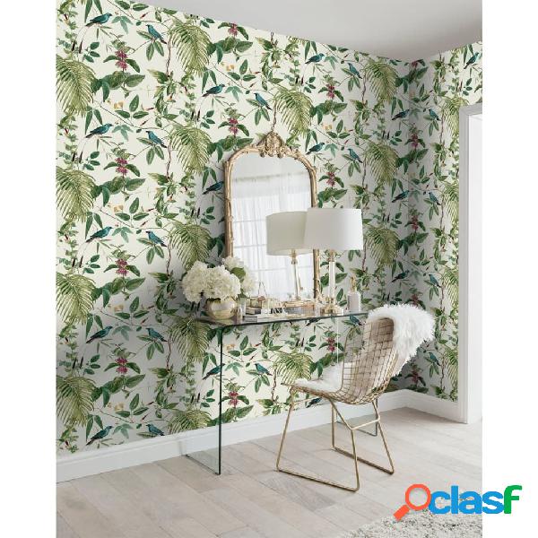 DUTCH WALLCOVERINGS Papel pintado Exotic Garden blanco y