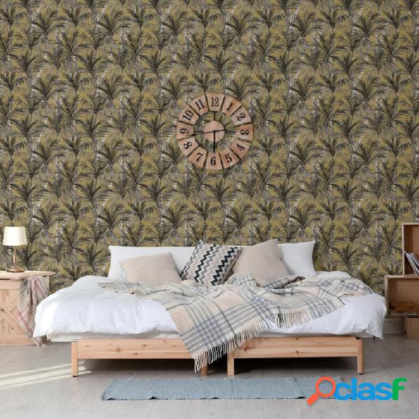 DUTCH WALLCOVERINGS Papel pintado Palm Trees dorado y negro