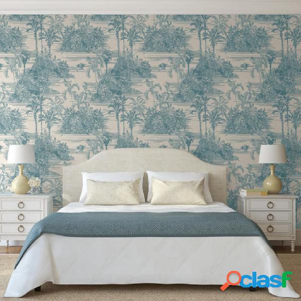 DUTCH WALLCOVERINGS Papel pintado Tropical beige y azul