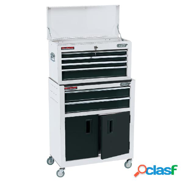 Draper Tools Armario y caja herramientas ruedas blanco