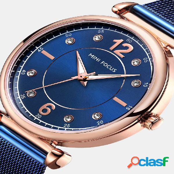 Elegante Diseño Malla de acero Mujer Reloj de pulsera