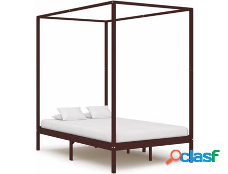 Estructura de Cama VIDAXL con toldo pino macizo marrón