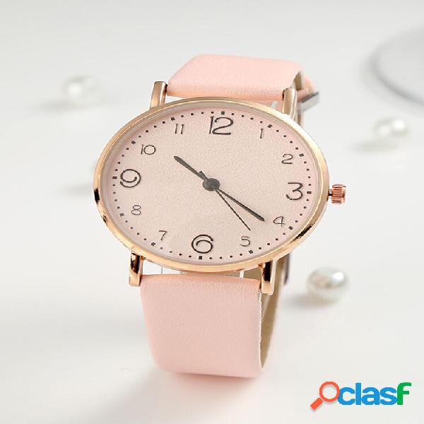 Fashion Cute Mujer Relojes Cuero Banda Rose Gold Caso Reloj