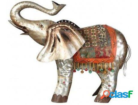 Figura HOGAR Y MÁS Elefante En Plata (44x15x41 cm)