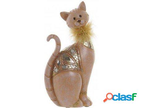 Figura HOGAR Y MÁS Resina Gato Gato Coral Sentado Con Trozo