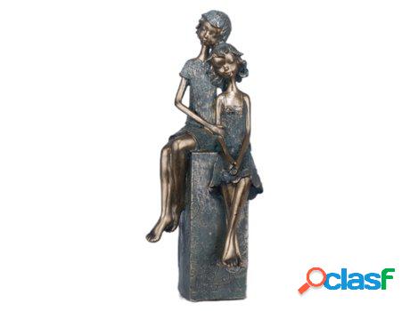 Figura Pareja Sentada Dorado de Resina 39X12X15cm Figura de