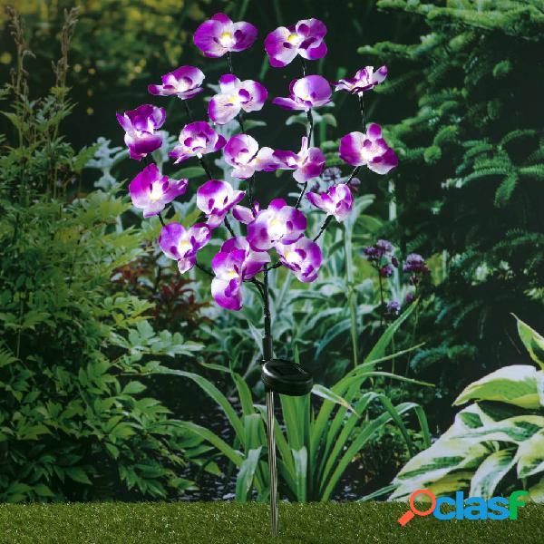 HI Lámpara solar LED de jardín forma de orquídeas 75 cm