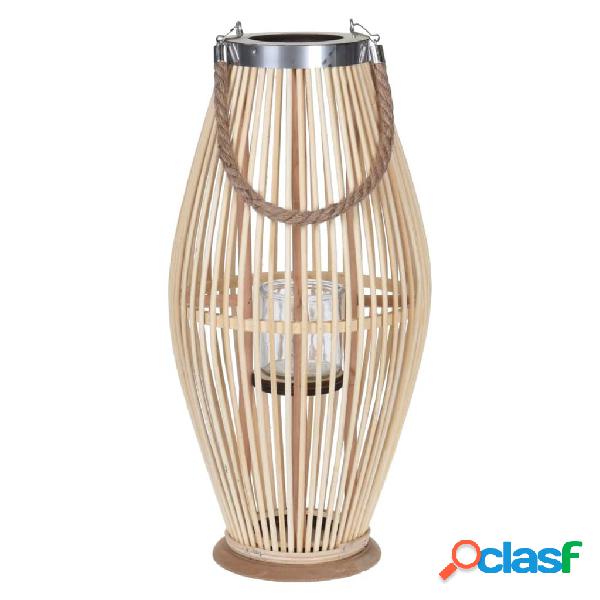 H&S Collection Farol de bambú natural 24x48 cm