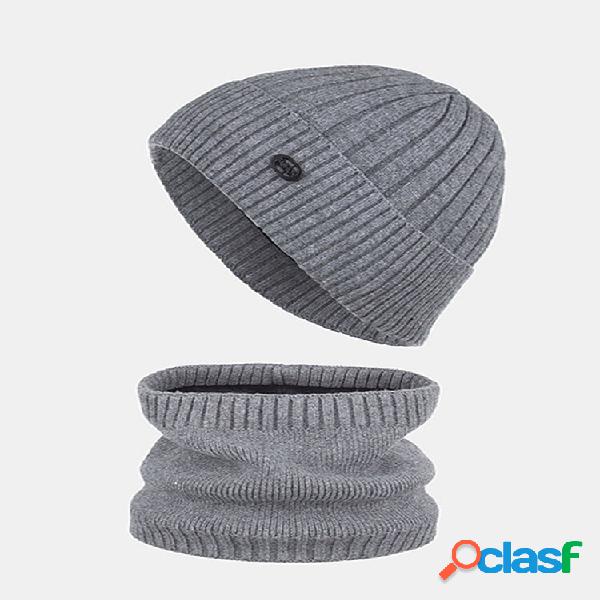 Hombres de punto Plus Terciopelo Rayas lisas Jacquard Letra