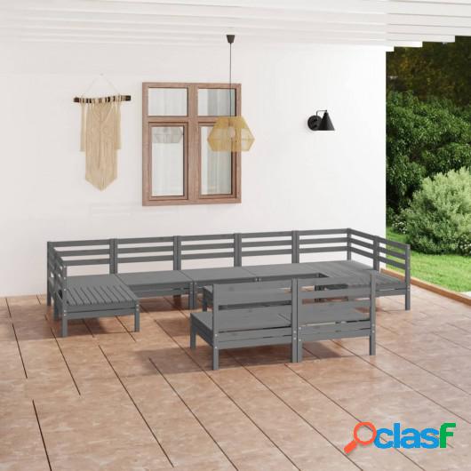 Juego de muebles de jardín 10 piezas madera maciza de pino
