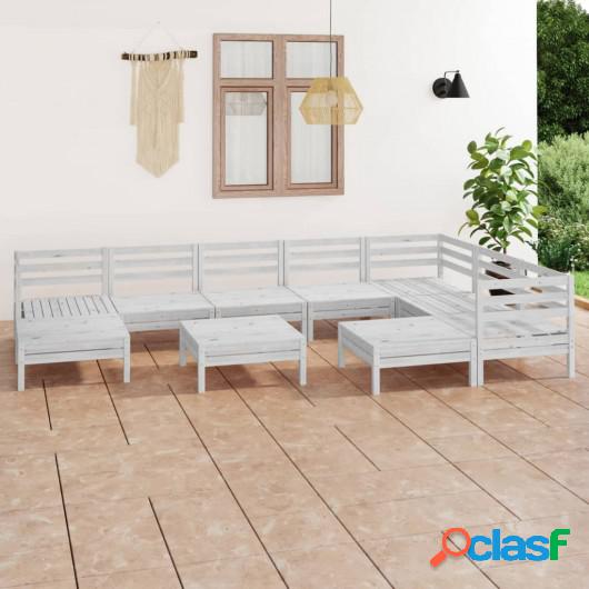 Juego de muebles de jardín 10 pzas madera maciza de pino