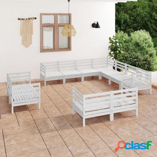 Juego de muebles de jardín 11 piezas madera maciza pino