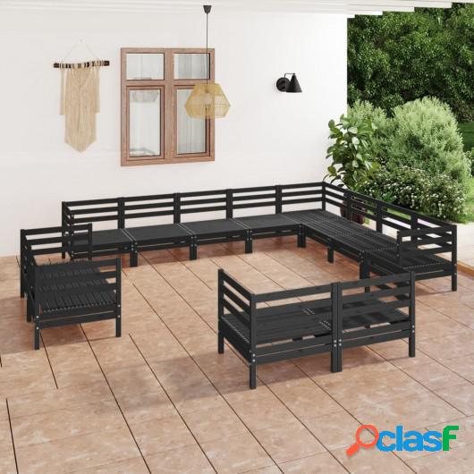 Juego de muebles de jardín 12 pzas madera de pino maciza