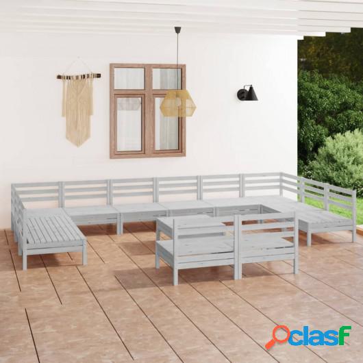 Juego de muebles de jardín 13 piezas madera maciza pino