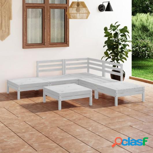 Juego de muebles de jardín 6 piezas madera de pino blanco