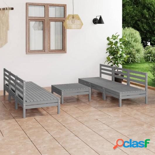 Juego de muebles de jardín 7 piezas madera maciza de pino