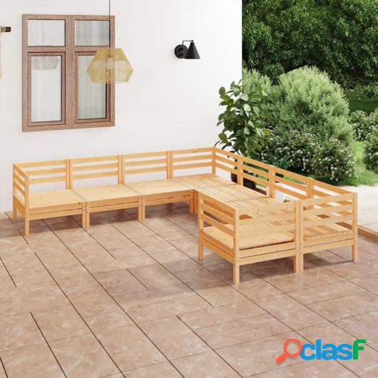 Juego de muebles de jardín 8 piezas madera maciza de pino