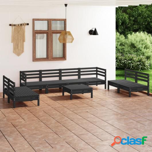 Juego de muebles de jardín 9 pzas madera de pino maciza