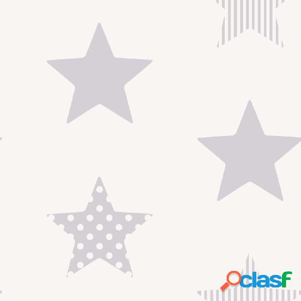 Kids at Home Papel pintado Superstar blanco y plateado