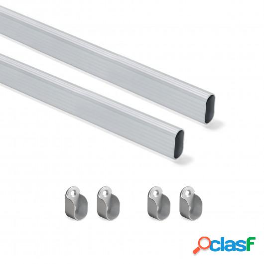 Kit de barra para armario 30x15 mm aluminio, 750 mm,