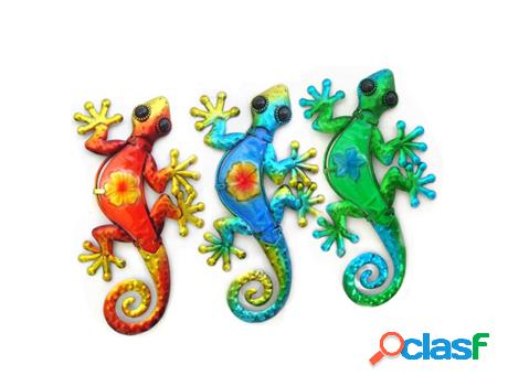 Lagarto Flor, Rojo, Azul y Verde Incluye 3 Unidades Adorno
