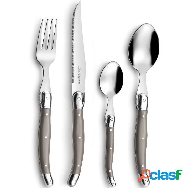 Lou Laguiole Set de cubiertos de 24 piezas Tradition gris