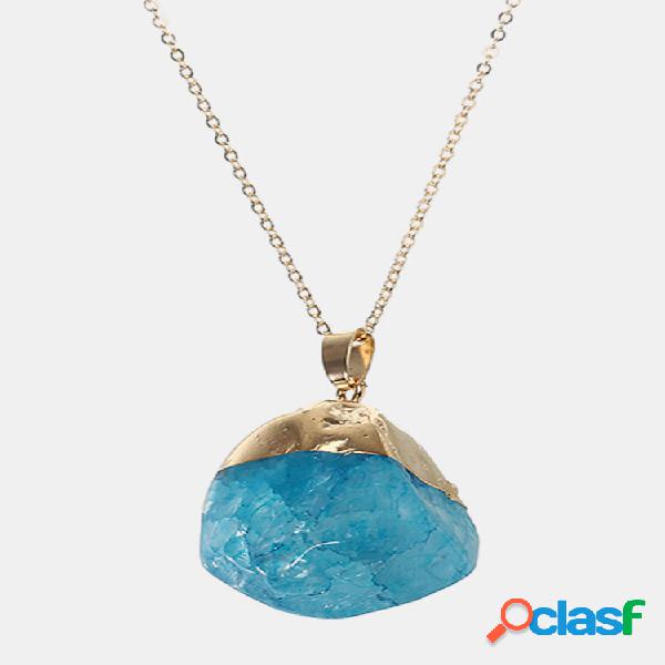Moda Colorful Piedra natural Colgante Collar Suéter Cadena