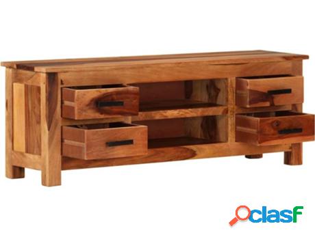 Mueble de TV VIDAXL (110x30x40cm - Madera Maciza - Marrón)