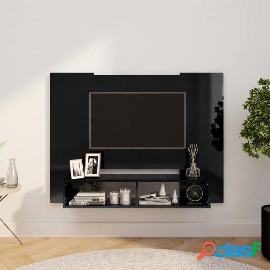 Mueble de TV de pared aglomerado negro brillante 120x23,5x90