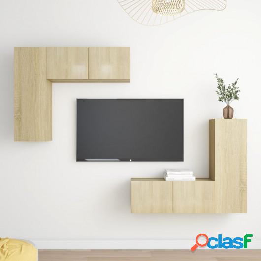 Muebles de pared de TV 4 pzas aglomerado color roble Sonoma