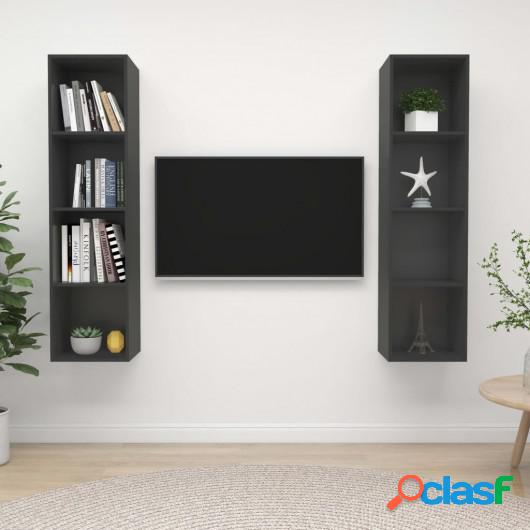 Muebles de pared para TV 2 uds aglomerado gris