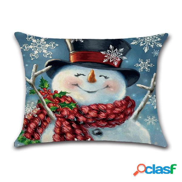 Muñeco de nieve de Navidad que imprime la funda de cojín