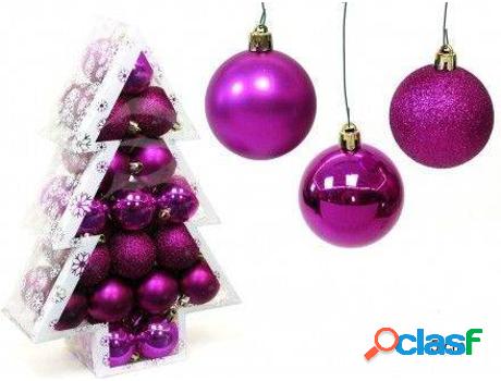 Navidad HOGAR Y MÁS Bola De Fucsia Purple Holiday Set Bola