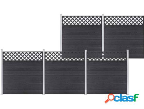 Panel de Vallado para Animales de Granja VIDAXL WPC (Gris -