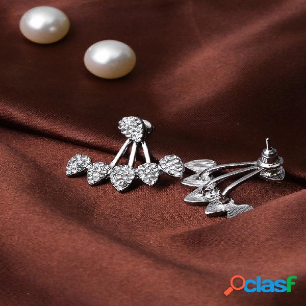Pendientes de moda de flor dorada y plateada con strass para