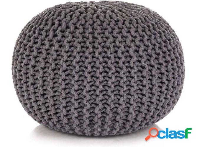 Pufe VIDAXL tricotado a mano algodón 50x35 cm gris