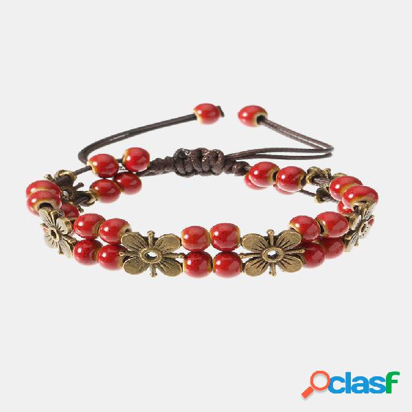 Pulsera étnica retra con cuentas cerámicas Pulsera de