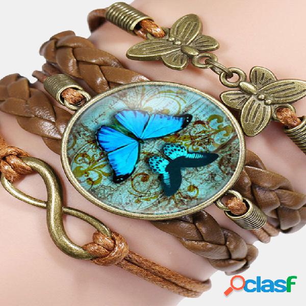 Pulsera vintage de múltiples capas tejida a mano Mujer