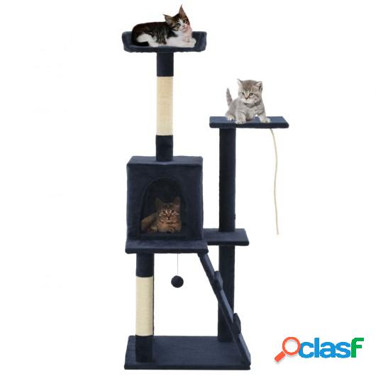 Rascador para gatos poste de sisal 120 cm azul oscuro