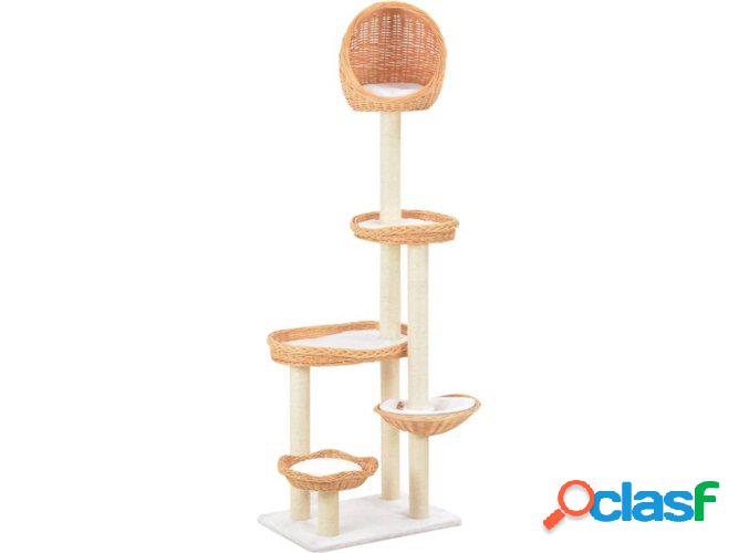 Rascador Árbol Gatos VIDAXL c/ postes Madera Sauce natural