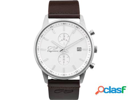 Reloj CAYMLINE White & Silver Leather Hombre (Acero -