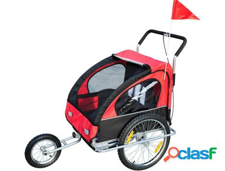 Remolque para bicicleta HOMCOM 2 plazas en Rojo