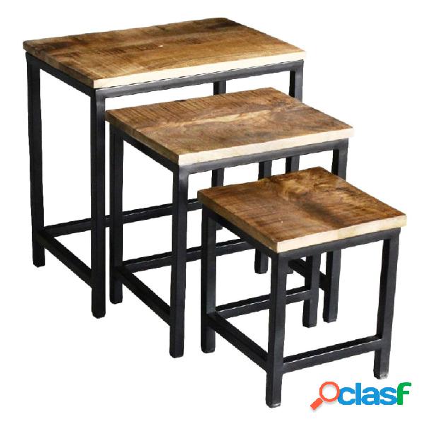Rousseau Juego de mesas auxiliares Akra 3 piezas madera de