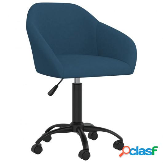 Silla de comedor giratoria de terciopelo azul
