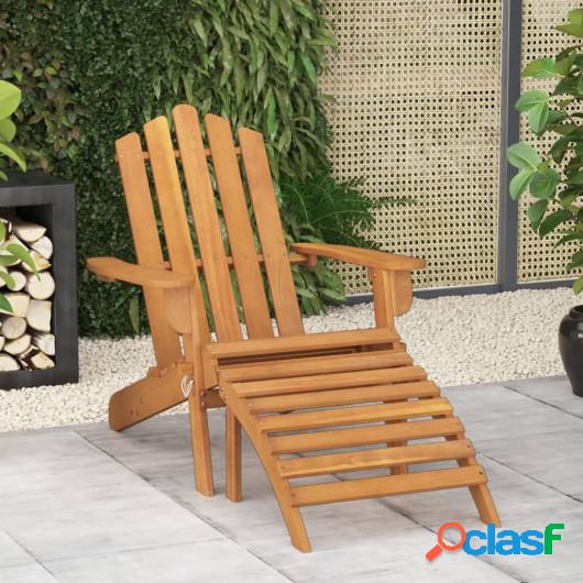 Silla de jardín Adirondack con reposapiés madera acacia