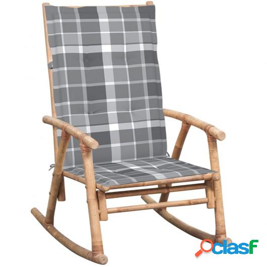 Silla mecedora con cojín bambú