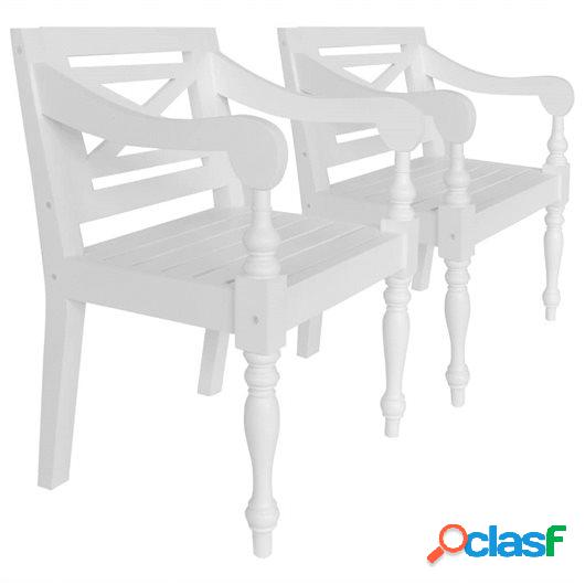 Sillas Batavia 2 unidades madera maciza de caoba blanco