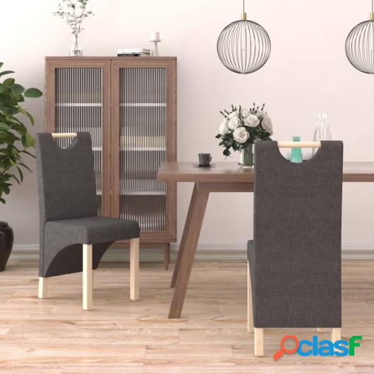 Sillas de comedor 2 unidades tela gris oscuro