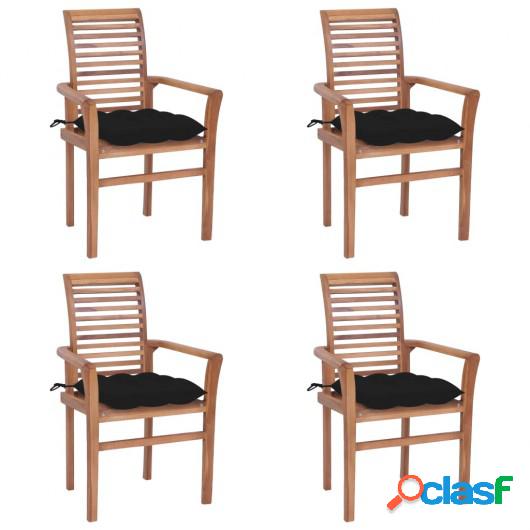 Sillas de comedor 4 uds madera maciza de teca y cojines