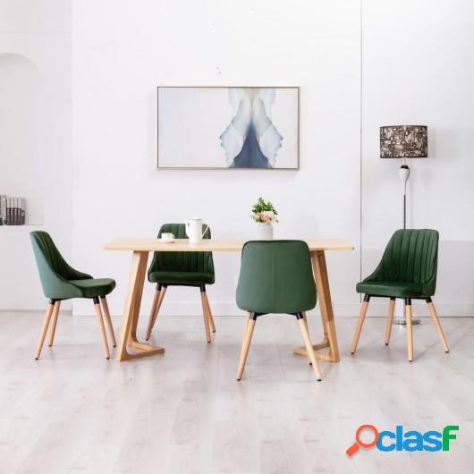 Sillas de comedor 4 unidades terciopelo verde oscuro